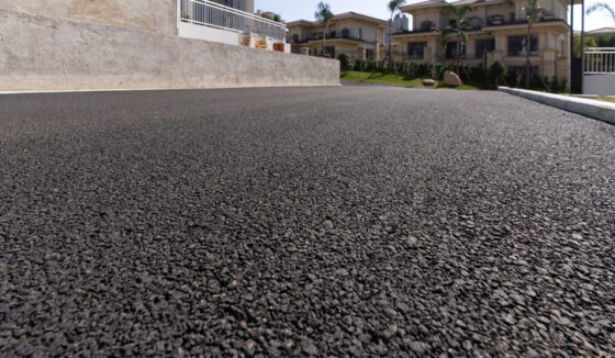 Empty community asphalt road